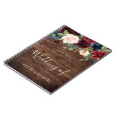 Rustige Bourgogne Roodwijn - Floral Wedding Planne Notitieboek (Linkerzijde)