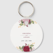 Rustige Bourgogne, roomkleurig huwelijk Sleutelhanger (Voorkant)