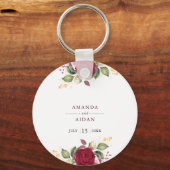 Rustige Bourgogne, roomkleurig huwelijk Sleutelhanger (Voorkant)