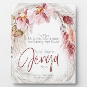 Rustige Bourgogne roze ivory pampas grass Block Fotoplaat (Voorkant)