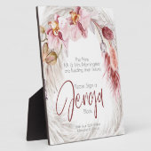 Rustige Bourgogne roze ivory pampas grass Block Fotoplaat (Zijkant)