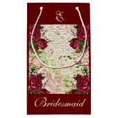 Rustige Bourgogne Rozen Bridesmaid Monogram Klein Cadeauzakje (Achterkant)