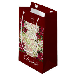 Rustige Bourgogne Rozen Bridesmaid Monogram Klein Cadeauzakje