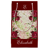 Rustige Bourgogne Rozen Bridesmaid Monogram Klein Cadeauzakje (Voorkant)