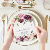 Rustige Bourgogne Waterverf Flowers & Gold Drups All In One Uitnodiging