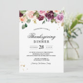 Rustige Bourgogne Waterverf Flowers & Gold Drups Kaart (Staand voorkant)