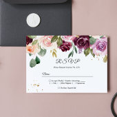 Rustige Bourgogne Waterverf Flowers & Gold Drups Uitnodiging Briefkaart