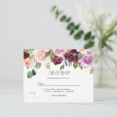 Rustige Bourgogne Waterverf Flowers & Gold Drups Uitnodiging Briefkaart (Staand voorkant)