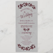 Rustige Bourgogne Waterverf laat het grijze huweli Programmakaart (Voorkant)