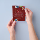Rustige Bourgondië Blauw Bloemige Bruiloft Flyer (Hand)