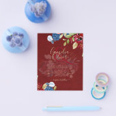 Rustige Bourgondië Blauw Bloemige Bruiloft Flyer (Enkel)