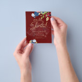 Rustige Bourgondië Blauwe Bloemige Bruiloft SAVE T Flyer (Hand)
