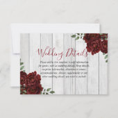 Rustige Bourgondië Roos Romantische Trouwreceptie Kaart (Voorkant)