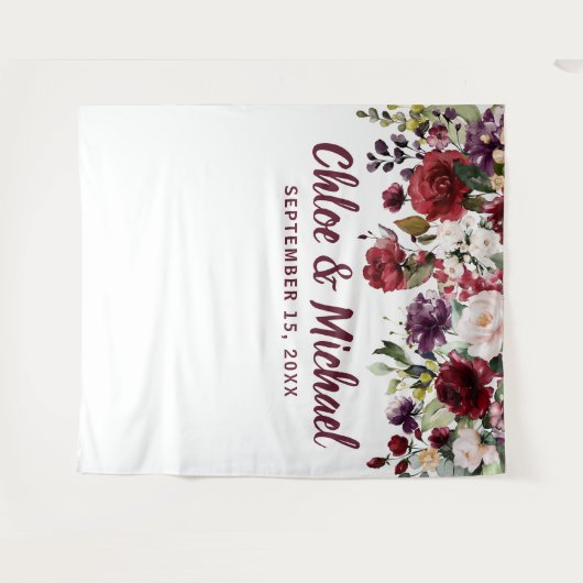 Rustige Bourgondiërode fotohokje trouw achtergrond Wandkleed (Voorkant (horizontaal))