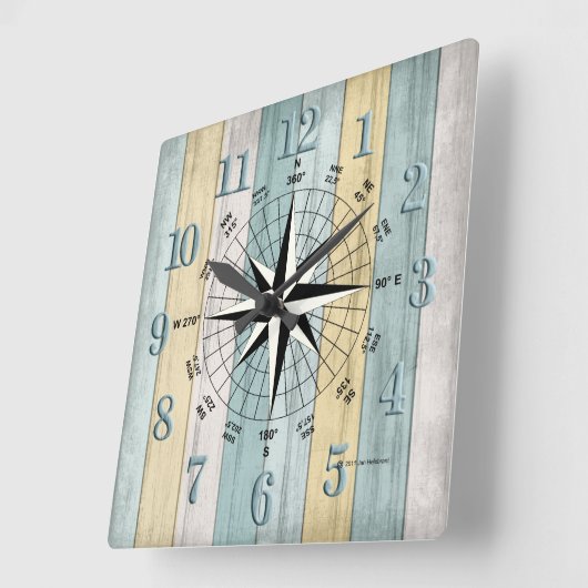 Rustige braad Nautical Compass Vierkante Klok (Hoek)