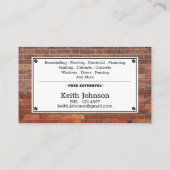 Rustige Brick Construction Masonry Professional Visitekaartje (Achterkant)