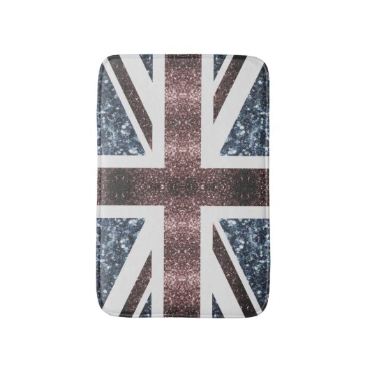 Rustige Britse vlag rode blauwe sparkles Badmat (Voorkant Verticaal)