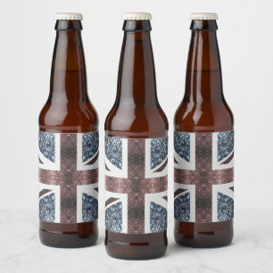 Rustige Britse vlag rode blauwe sparkles Bier Etiket