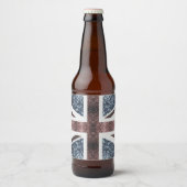 Rustige Britse vlag rode blauwe sparkles Bier Etiket (Voorkant)