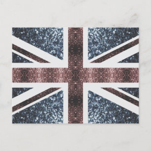 Rustige Britse vlag rode blauwe sparkles Briefkaart