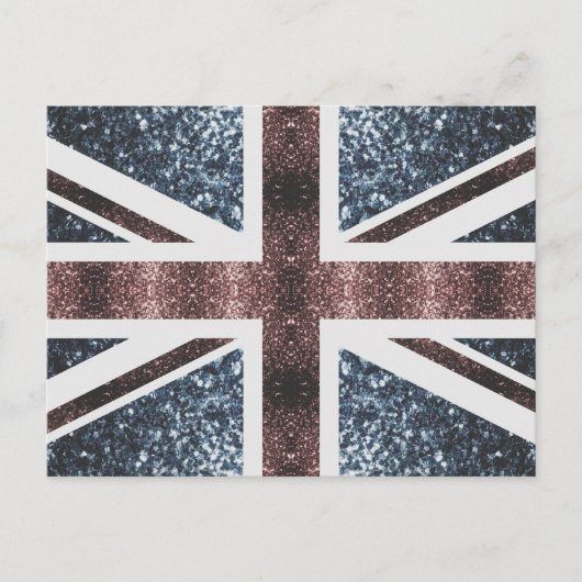 Rustige Britse vlag rode blauwe sparkles Briefkaart (Voorkant)