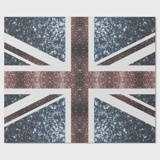 Rustige Britse vlag rode blauwe sparkles Cadeaupapier (Vlak)