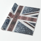 Rustige Britse vlag rode blauwe sparkles Cadeaupapier (Uitgerold)