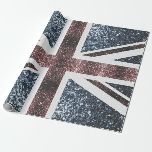 Rustige Britse vlag rode blauwe sparkles Cadeaupapier