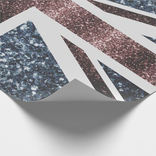 Rustige Britse vlag rode blauwe sparkles Cadeaupapier (Hoek)