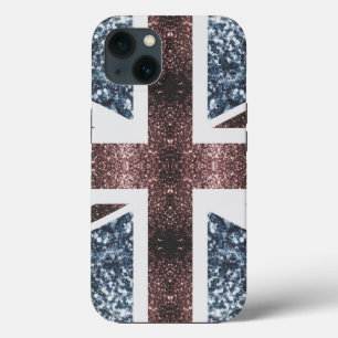 Rustige Britse vlag rode blauwe sparkles Case-Mate iPhone Case