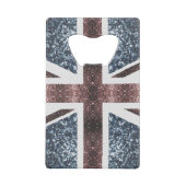 Rustige Britse vlag rode blauwe sparkles Creditkaart Flessenopener (Voorkant)