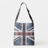 Rustige Britse vlag rode blauwe sparkles Crossbody Tas (Achterkant)