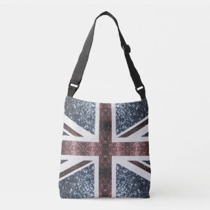 Rustige Britse vlag rode blauwe sparkles Crossbody Tas