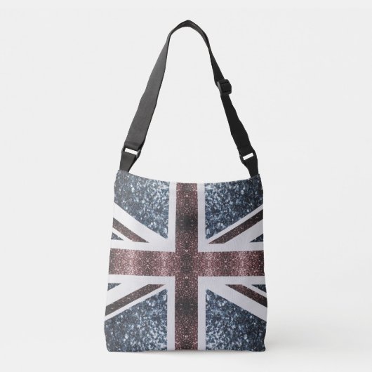 Rustige Britse vlag rode blauwe sparkles Crossbody Tas (Voorkant)