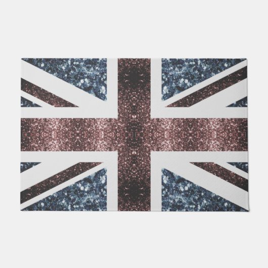 Rustige Britse vlag rode blauwe sparkles Deurmat (Voorkant)