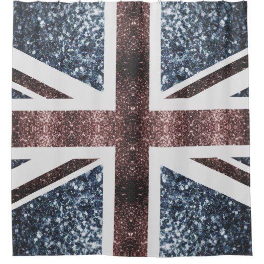 Rustige Britse vlag rode blauwe sparkles Douchegordijn (Voorkant)