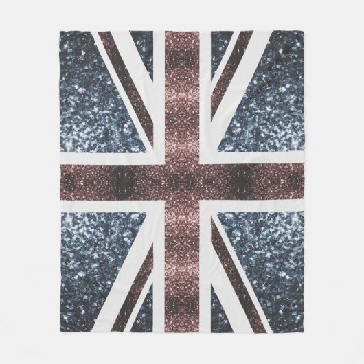 Rustige Britse vlag rode blauwe sparkles Fleece Deken (Voorkant)
