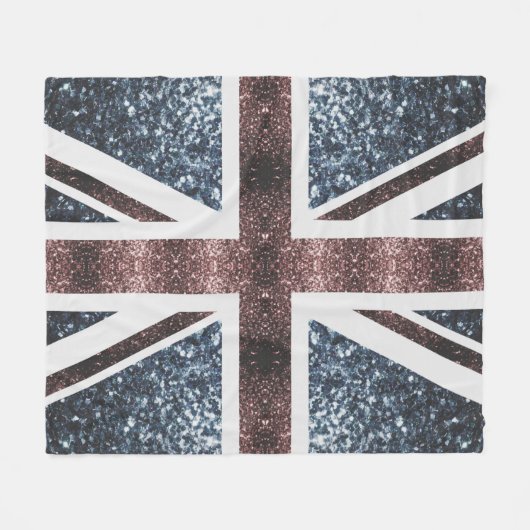 Rustige Britse vlag rode blauwe sparkles Fleece Deken (Voorkant (Horizontaal))