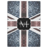 Rustige Britse vlag rode blauwe sparkles glitters  Klembord (Achterkant)