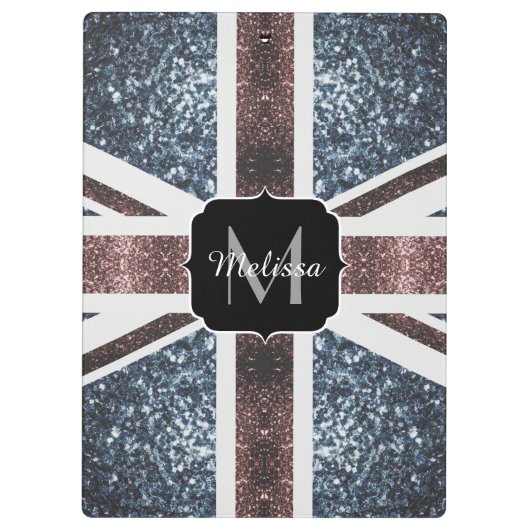 Rustige Britse vlag rode blauwe sparkles glitters  Klembord (Achterkant)