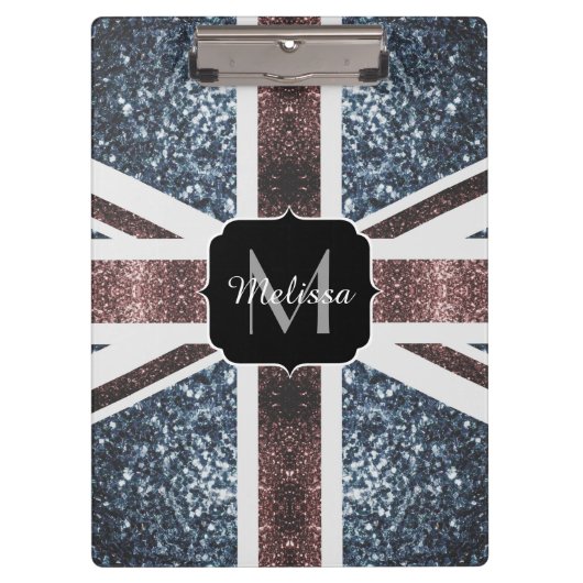Rustige Britse vlag rode blauwe sparkles glitters  Klembord (Voorkant)