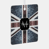 Rustige Britse vlag rode blauwe sparkles glitters  Metalen Ornament (Voorkant Rechts)