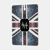 Rustige Britse vlag rode blauwe sparkles glitters  Metalen Ornament (Voorkant links)