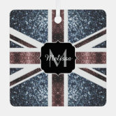 Rustige Britse vlag rode blauwe sparkles glitters  Metalen Ornament (Voorkant)