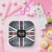 Rustige Britse vlag rode blauwe sparkles glitters  Papieren Bordje (Feest)