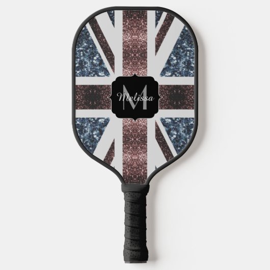 Rustige Britse vlag rode blauwe sparkles glitters  Pickleball Paddle (Voorkant)