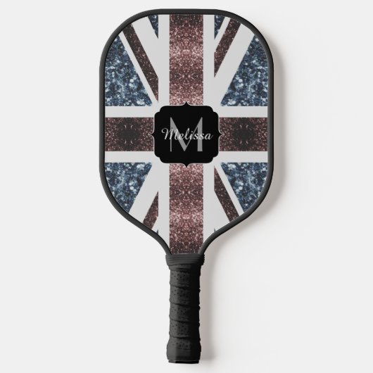 Rustige Britse vlag rode blauwe sparkles glitters Pickleball Paddle (Achterkant)