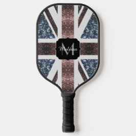 Rustige Britse vlag rode blauwe sparkles glitters  Pickleball Paddle