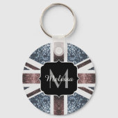 Rustige Britse vlag rode blauwe sparkles glitters Sleutelhanger (Voorkant)