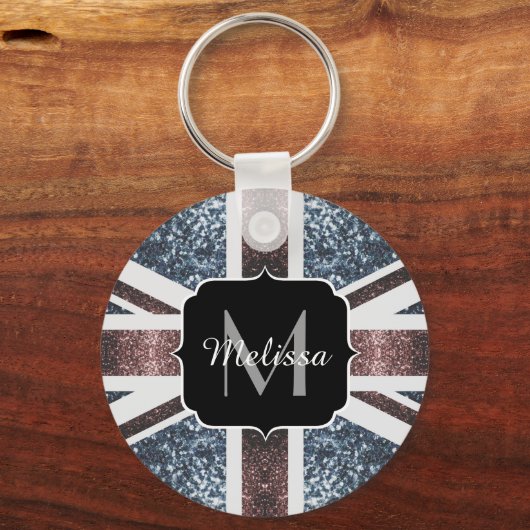 Rustige Britse vlag rode blauwe sparkles glitters  Sleutelhanger (Voorkant)